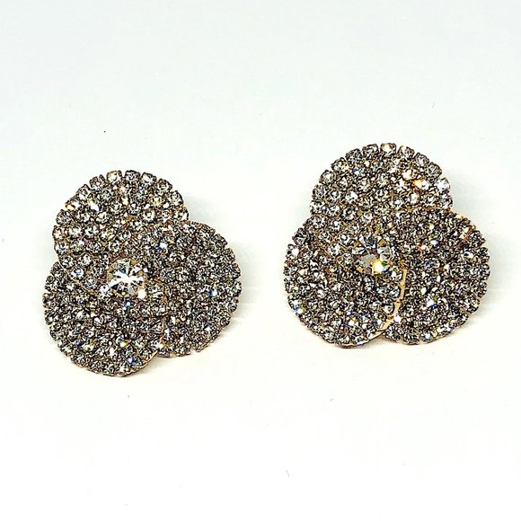 New! Rhinestones Glamorous Statement Stud Earrings - Picture 3 of 4